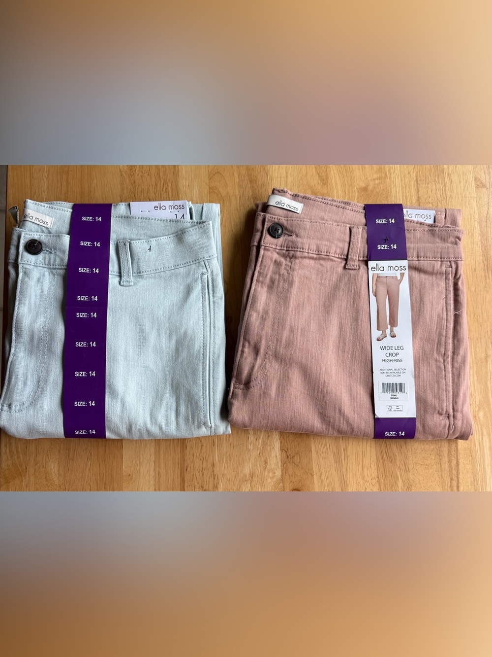 Ella Moss Two-Pack Cropped Pants in Mint and Dusty Rose